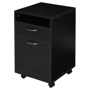 HOMCOM Rollcontainer, Aktenschrank, Bürocontainer mit Schublade, Büroschrank, Aufbewahrung Container, Spanplatte, Schwarz, 40 x 35 x 60 cm