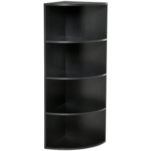 HOMCOM Eckregal Standregal Bücherregal Dekoregal Blumenregal Holzregal fächerförmig 4 Fächer Schwarz 39,5 x 39,5 x 120 cm