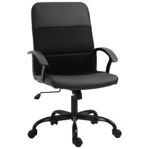 Vinsetto Ergonomischer Bürostuhl, Höhenverstellbarer Schreibtischstuhl, Drehstuhl, PVC + Netz Bezug, Schwarz, 60 x 64 x 99-107 cm