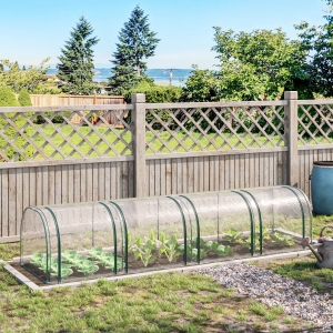 Outsunny Greenhouse, Steel Frame, 400Lx100Wx80H cm-Dark Green/Transparent