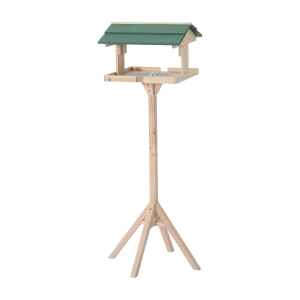 PawHut Vogelhaus Vogelfutterhaus Vogelhäuschen Vogelvilla Vogel Futterhaus mit Ständer, Kiefer, 49.5x49.5x121cm