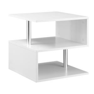 HOMCOM Couchtisch Beistelltisch Kaffeetisch Teetisch Wohnzimmertisch Holzmaserung E1 Spanplatte Metall Weiß 50 x 50 x 50 cm