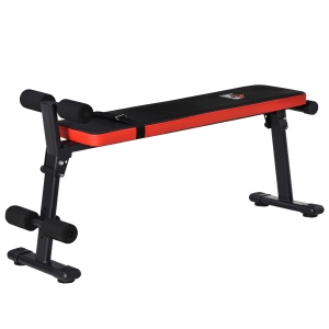HOMCOM Hantelbank für Ganzkörpertraining Mehrzweck-Hantelbank Trainingsbank zusammenklappbar 110 kg Belastbarkeit Stahl Schwarz+Rot 125 x 35 x 60 cm