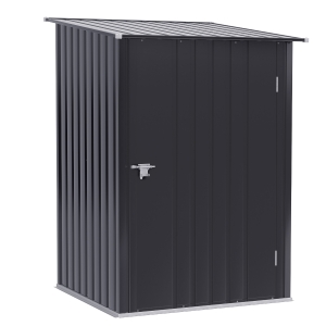 Outsunny Abrigo de Jardim 0,92 m² 100x103x160cm Abrigo Exterior de Aço Galvanizado com Porta Fechadura e Teto Inclinado para Armazenamento de Ferramentas Cinza Escuro