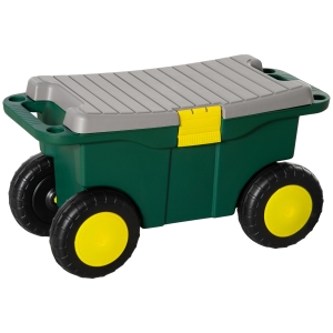 Tabouret de jardin caisse à outils 2 en 1 vert