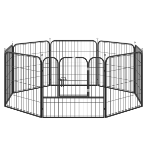 PawHut Heavy Duty 8 Panel Dog Play Pen Pet Playpen for Puppy Rabbit Enclosure Foldable Indoor Outdoor 80 x 80 cm