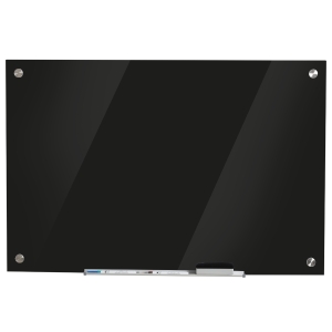 Vinsetto Pizarra Magnética de Cristal con Bandeja Pizarra de Pared sin Marco Incluye 4 Rotuladores y Borrador 90x60x0,45 cm Negro