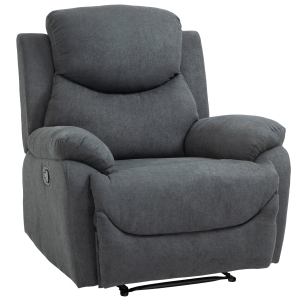 HOMCOM Butaca Tapizada Ergonómica Sillón Reclinable Manualmente 150 Grados con Reposabrazos y Reposapiés Acolchado Grueso de Esponja Soporta hasta 150 kg 97x96x105,5 cm Gris