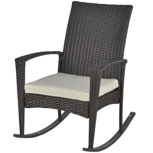 Fauteuil à bascule rocking chair avec coussin résine chocolat