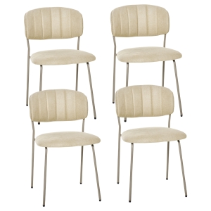 HOMCOM Juego de 4 Sillas de Comedor Apilables con Patas de Metal Estilo Moderno Nórdico para Cocina Bar Restaurante Carga Máx. 100 kg 49,5x55x81 cm Beige