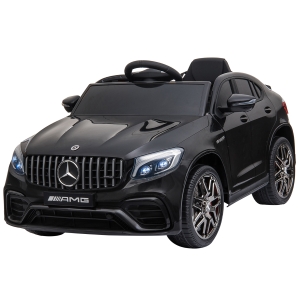 HOMCOM Coche Eléctrico para Niño +3 Años con Mando a Distancia Con Música y Luces Doble Apertura de Puerta Batería 12V Carga 30kg 115x70x55cm Negro