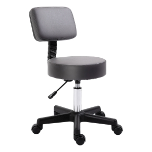 Homcom Tabouret massage à roulettes réglable en hauteur pivotant dossier ergonomique gris