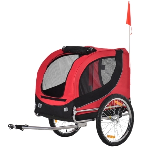 PawHut Remorque Vélo pour Chien 8 Reflecteurs Rouge 83 x 64 x 22 cm