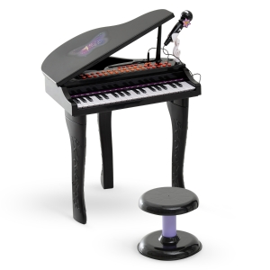 HOMCOM Piano de Juguete Electrónico Teclado con 37 Tecla Niño Instrumento de Educación Musical Negro