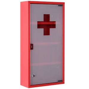 HOMCOM Armoire à Pharmacie en Acier Rouge