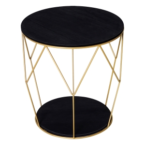 Table basse ronde design style art déco noir doré