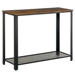 Homcom Console table d'appoint Vintage style industriel dim. 101L x 35l x 80H cm étagère métal noir panneaux particules imitation bois