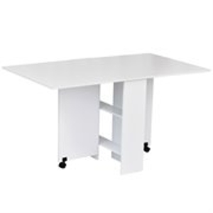 HOMCOM Table de Cuisine Pliable Blanche