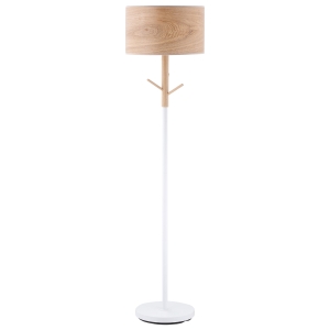 HOMCOM Lámpara de Pie con Ganchos para Colgar Ropa Sombreros Pantalla de PE Casquillo E27 Máx. 40W e Interruptor de Pie Moderno para Salón Dormitorio Ø38x158 cm Natural