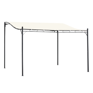 Outsunny Pérgola de Jardim 4x3m Pérgola com Toldo e 4 Orifícios de Drenagem para Pátio Terraço Metal e Poliéster 180 g/m² Resistente Creme