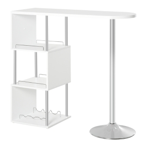 HOMCOM Mesa de bar Mesa de jantar bistrô com 3 prateleiras e suporte para vinhos moderna e elegante 113x40x105 cm Branco