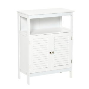 kleankin Armário de banheiro auxiliar com 2 portas Prateleiras 60x30x81,6 cm Branco