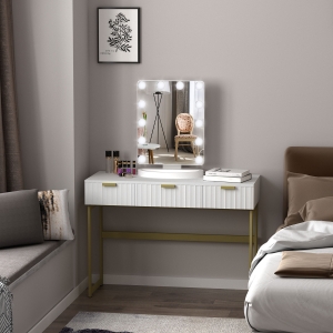 HOMCOM Hollywood Makeup Mirror with 12 Dimmable Bulbs, Multiple Color Modes, Table Top Vanity Mirror for Dressing Table, Smart Touch Control, Plug in