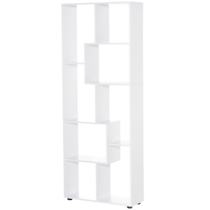 HOMCOM 8-Shelf Particle Board Bookcase Corner Bookshelf w/ Melamine Surface Foot Pads White