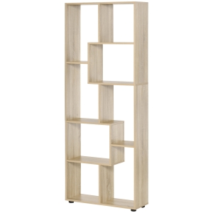 HOMCOM 8-Shelf Particle Board Bookcase Corner Bookshelf w/ Melamine Surface Foot Pads Oak Tone