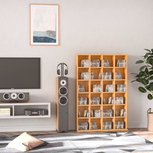 HOMCOM 26-Section Multimedia Shelving Unit, with Adjustable Shelves - Brown