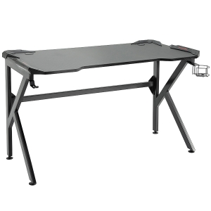 HOMCOM Gaming Desk Computer Writing Home Office Study Table with Cup Holder Headphone Hook and Cable Managment Holes Black