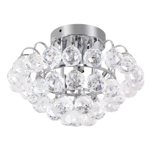 HOMCOM Crystal Ceiling Lamp Chandelier Hallway Flush Mount Pendant 3 Light Ð¤30cm Silver
