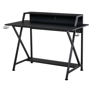 HOMCOM eSports Designed Competitive Gamer Desk with Cup Holder and Headset Rack, Black