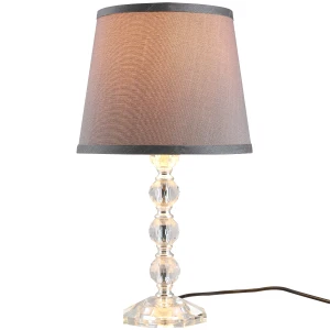HOMCOM Crystallite Table Lamp w/ Fabric Lampshade Switch Beautiful Glass Elegant Reflective Home Bedroom Furnishing Freestanding