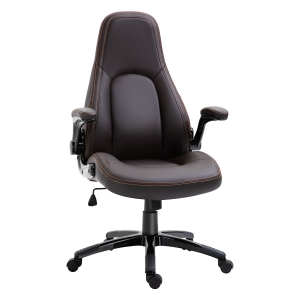Vinsetto PU Leather Home Office Chair Ergonomic w/Contrast Stitching Brown