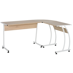HOMCOM Particle Board L-Shaped Home Office Desk White/Oak