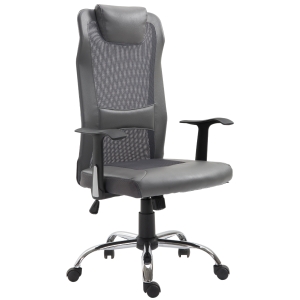 Vinsetto High Back Mesh Office Chair, PU Leather-Grey