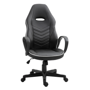 Vinsetto Executive PU Leather Office Gaming Chair Adjustable Height Padded Seat w/ Wheels White