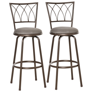 HOMCOM Set of 2 Bar Chairs Swivel Upholstered Metal Frame Barstools with Footrest