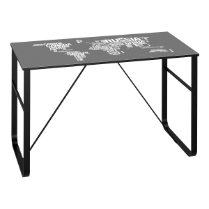 HOMCOM Glass Top Writing Desk Working Station Computer Table for Home, Office, Black