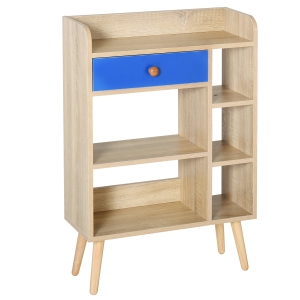 HOMCOM Particle Board 7-Compartment Shelving Unit Oak/Blue