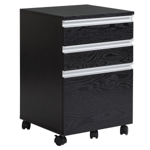 HOMCOM MDF 3-Drawer Mobile Office Pedestal Black