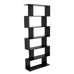 HOMCOM 6-Tier Particle Board Asymmetrical Bookshelf Black