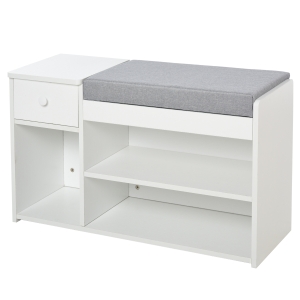 HOMCOM MDF Multi-Compartment Shoe Storage Bench Grey/White