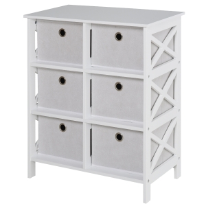 HOMCOM Non-Woven Fabric 6-Drawer MDF Bedroom Cabinet White