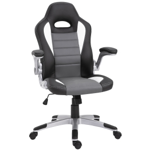 HOMCOM PU Leather Racing Office Chair-Black/Grey/White