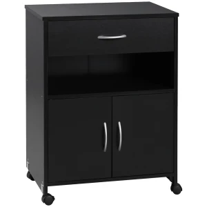 Vinsetto Efficient Mobile Printer Cabinet, Home Office Printer Table with Ample Storage, Open Shelf, Drawer, Black