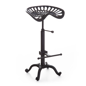 HOMCOM Cast Iron Adjustable Height Industrial Bar Stool with Footrest