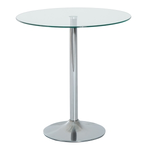 HOMCOM Round Bar Table W/ Glass Top-Transparent Glass, Silver