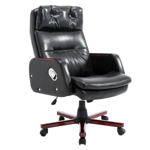 HOMCOM PU Leather Height Adjustable Office Chair Luxury Executive Swivel Armrest 360 Degree Ergonomic Recliner-Black